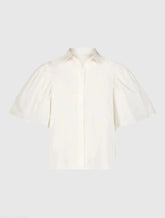 White Cotton Flare Ruffle Sleeve Button Up Top - FINAL SALE
